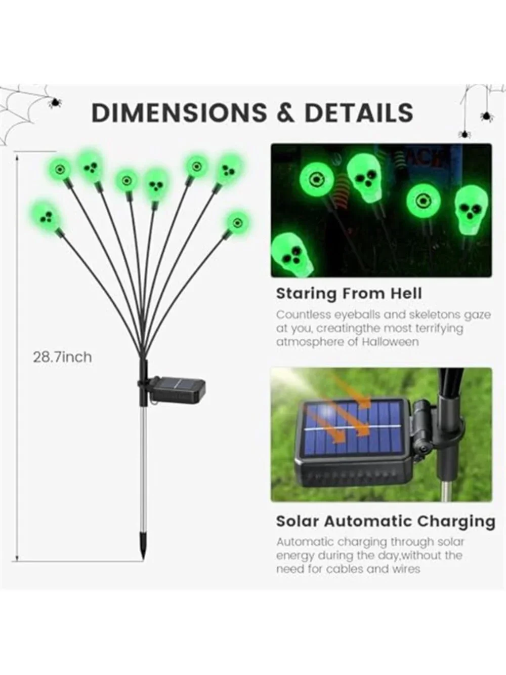 Solar Halloween Outdoor Eyeball Lights Yard Stakes Scary Garden Decorations IP65